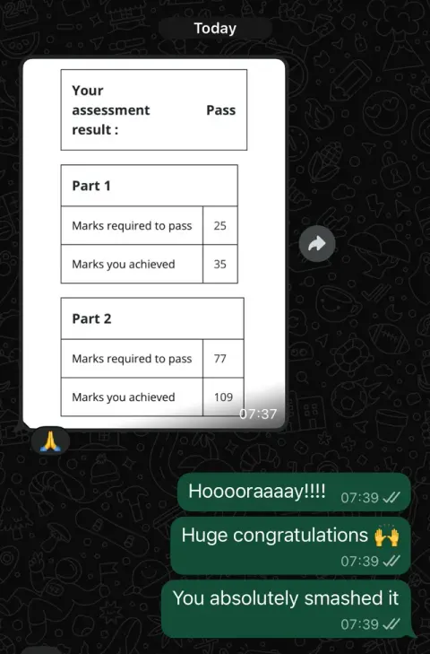 Student exam result