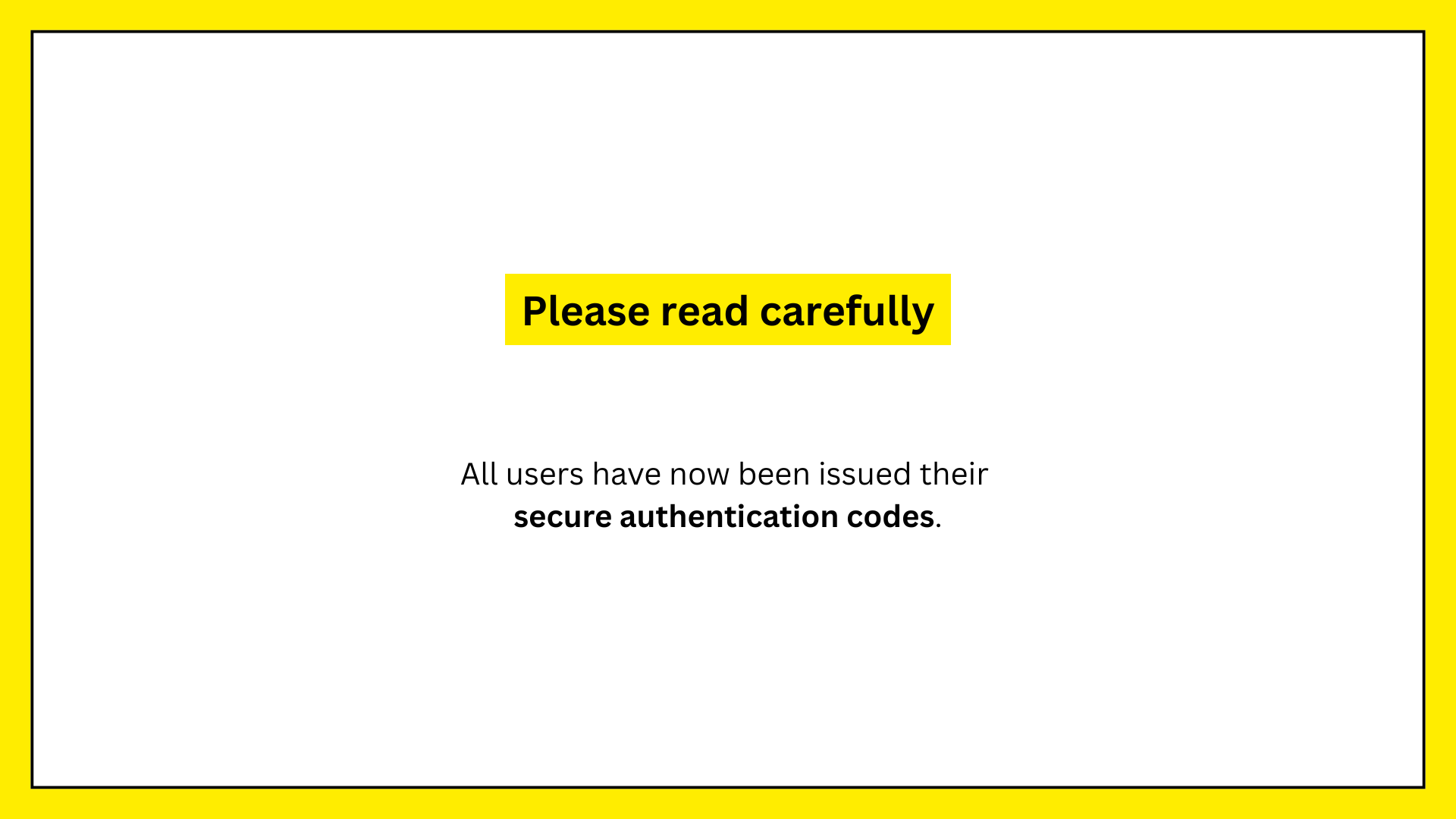 Mock exam papers access notice about secure authentication codes