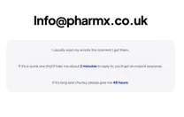 The PharmX contact page and reply times