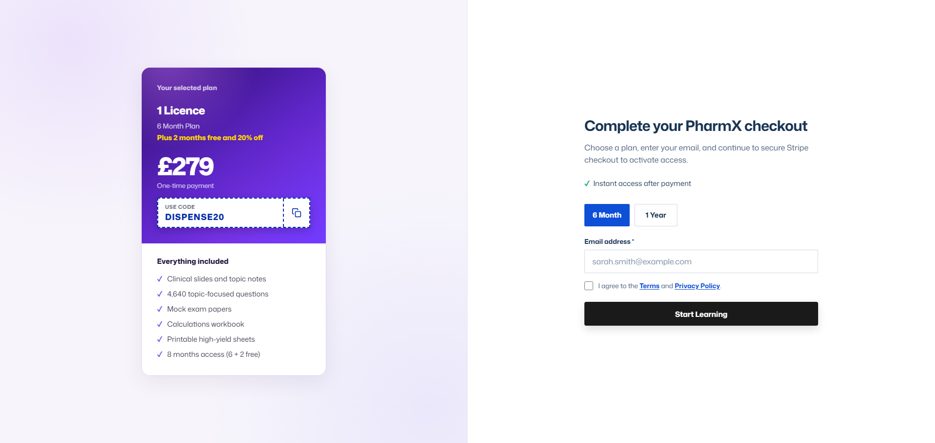 Secure Stripe checkout for PharmX