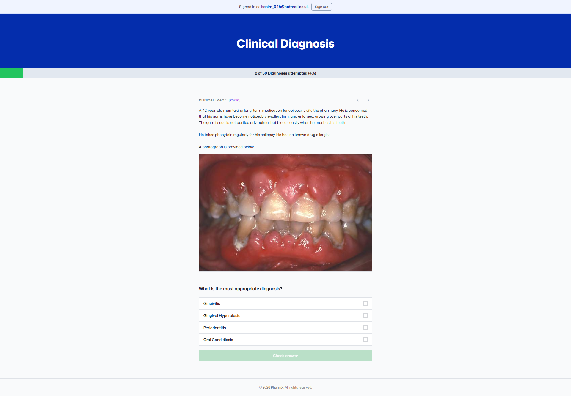 PharmX clinical diagnosis content